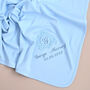 Personalised Blue Cotton Monogram Baby Blanket, thumbnail 1 of 2