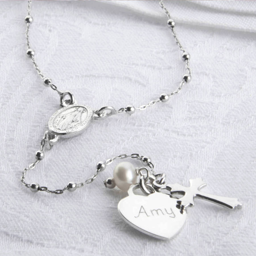 Personalised Sterling Silver Rosary Necklace, 1 of 7