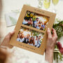 Solid Oak Double Aperture Personalised Photo Frame, thumbnail 2 of 9