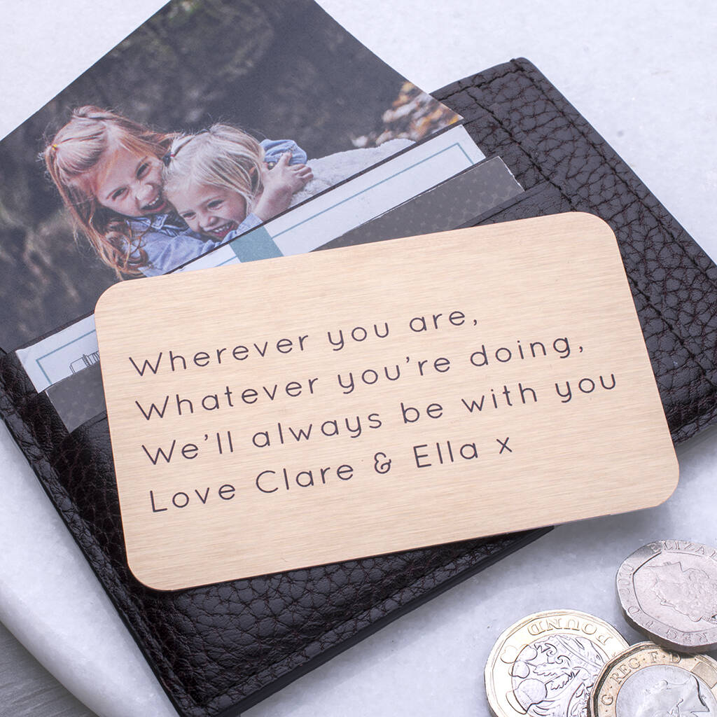 personalised message wallet card keepsake by ellie ellie