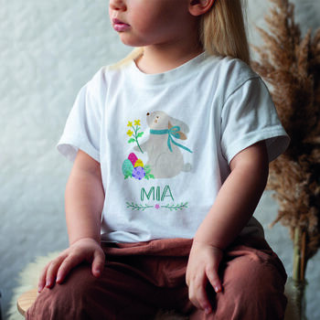 Personalised Bunny Design Kids Easter T Shirt With Name, 3 of 6
