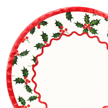 Holly Large Dinner Paper Plate Set 10 Eco Friendly Christmas Party, 4 of 4