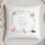 Personalised Woodland Animals New Baby Cushion, thumbnail 1 of 3