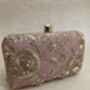 Pink Handcrafted Raw Silk Rectangular Clutch, thumbnail 1 of 4