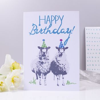 'Happy Birthday' Sheep Party Hat Card, 3 of 4