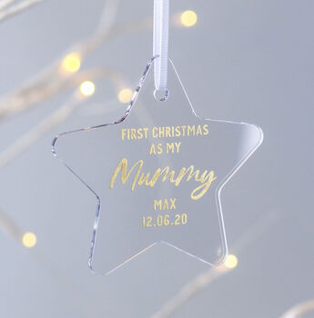 Mummy First Christmas Personalised Star Decoration, 2 of 4