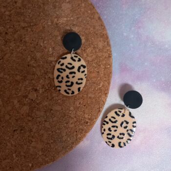 Polymer Clay Leopard Print Dangle Earrings, 2 of 2