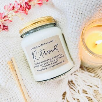 Personalised 'Retirement' Scented Soy Candle, 2 of 7