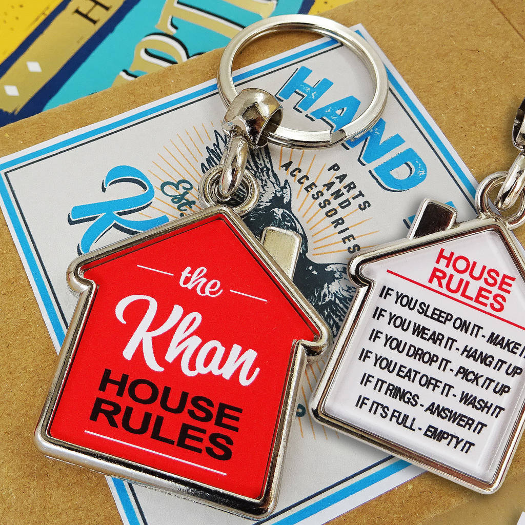 Personalised House Rules Keyring By FROZEN FIRE