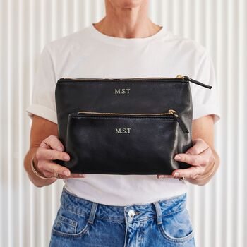 Luxury Black Leather Make Up Bag, 2 of 3