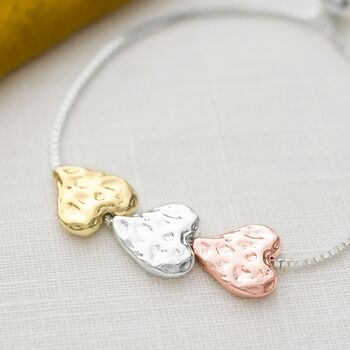 Alida Triple Heart Charm Slider Personalised Bracelet, 4 of 12