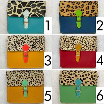 Recycled Leather Animal Print Crossbody Clutch Bag, 2 of 10