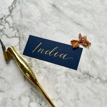 Navy And Gold Calligraphy Place Setting Cards, 4 of 4