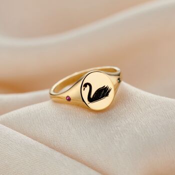 You And Me’ Swan Birthstone Signet Ring, 2 of 7