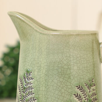 Fern Green Ceramic Pitcher Vase, 5 of 9