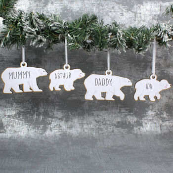 Personalised Polar Bear Family Christmas Decorations, 3 of 11