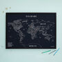 Detailed Personalised World Travel Pinboard Map, thumbnail 1 of 12