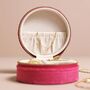 Quilted Velvet Mini Round Travel Jewellery Case In Pink, thumbnail 2 of 4