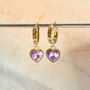 Crystal Heart Drop Earrings With Stone Set Hoops, thumbnail 3 of 3