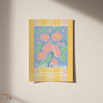 Personalised 'Blooming Brilliant' Print 2024 Graduation Gift For Her, 4 of 7