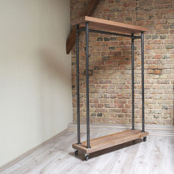 Eden Industrial Style Wood Clothes Rail, 10 of 11
