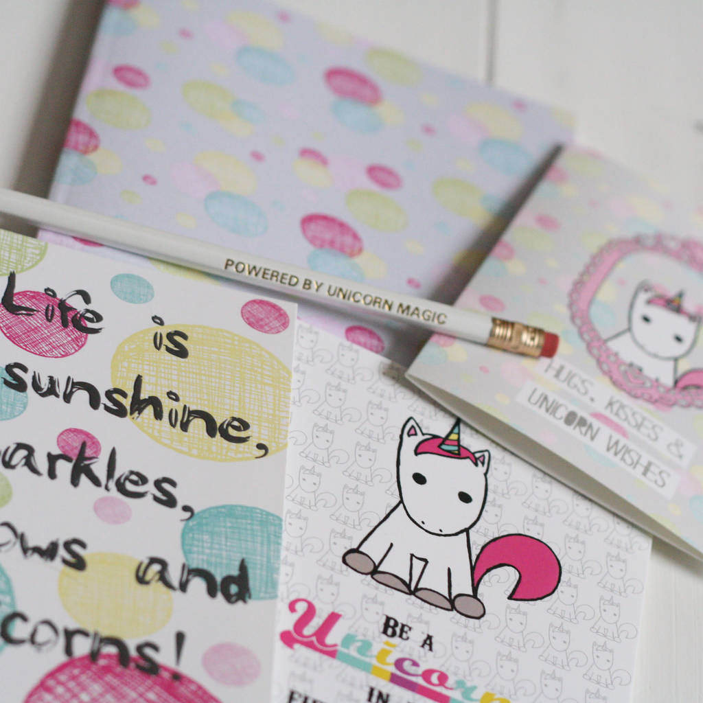unicorn themed stationery and craft kit by crafty alchemy