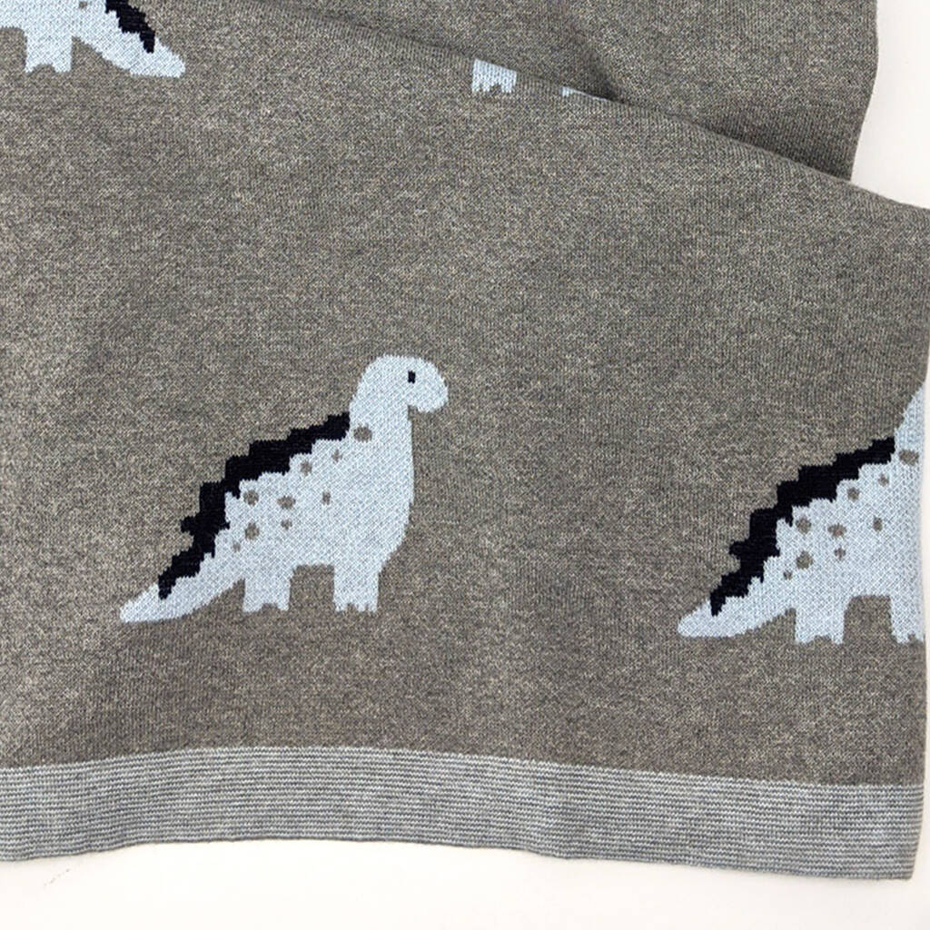 Dinosaur Knitted Cotton Baby Blanket By Hayley & Co