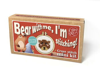 Bear With Me, I'm Stitching! Mini Matchbox Cross Stitch Kit, 3 of 3