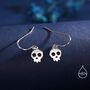 Sterling Silver Cute Skull Drop Hook Earrings, thumbnail 5 of 11