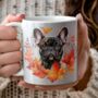 Personalised Dog Mug Brindle French Bulldog In An Autumn Wreath, thumbnail 1 of 2