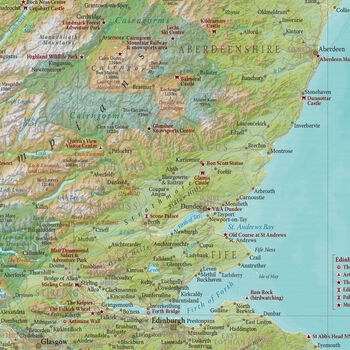 Travel Map Of Scotland Topographic Terrain, 4 of 5