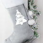 Personalised Christmas Tree Luxury Silver Grey Stocking, thumbnail 3 of 4