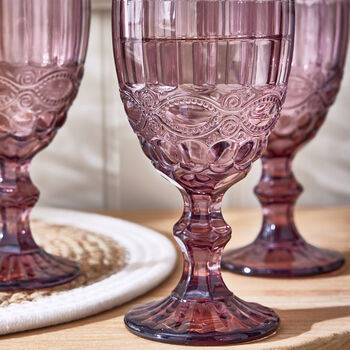 Aurielle Embossed Rose Quartz Wine Glass, 3 of 3