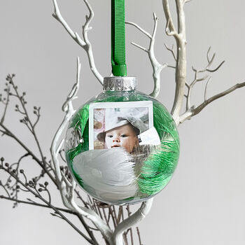 Personalised Photo Faux Feather Christmas Bauble, 3 of 5