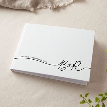 Minimal Script Personalised Initials Wedding Guest Book, 2 of 3