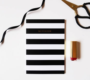 Black And White Striped A5 Foil Notebook, 4 of 5