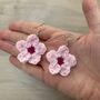 Handmade Crochet Cherry Blossom Earrings, thumbnail 7 of 8
