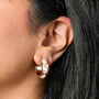 Chunky Oval Pearl Hoop Earrings In Gold, thumbnail 2 of 4