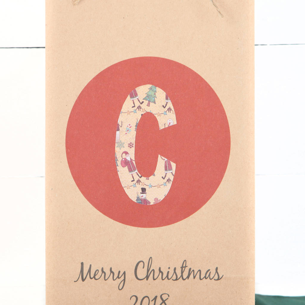 Personalised Christmas Initial And Message Gift Bag