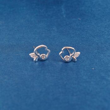925 Silver Apple Cz Stud Earrings, 3 of 7