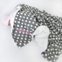 Personalised Spotty Grey And White Sherpa Baby Blanket, thumbnail 2 of 8
