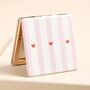 Personalised Name Stripe And Hearts Compact Mirror, thumbnail 2 of 5