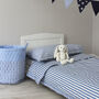 Blue Stripe Cot Bed Duvet Cover And Pillowcase Set, thumbnail 4 of 7