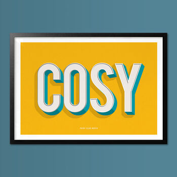 Cosy, Poster Print, Cosy Wall Art, Wall Art Print, Fun Typography Print, Colourful Art, Home Decor, A5, A4, A3, A2, A1, 4 of 6