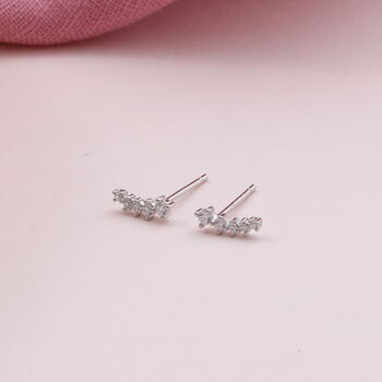 Sterling Silver Crystal Cluster Earrings Studs, 2 of 3