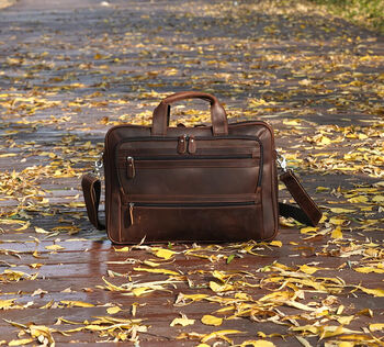 Vintage Look Genuine Leather Briefcase, 10 of 12