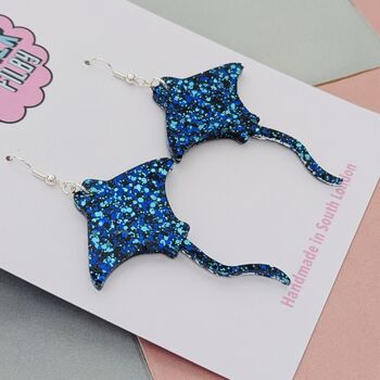 Sting Ray Glitter Resin Earrings, 2 of 4