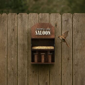 Personalized Wooden Bird Feeder Saloon For Outdoors, 3 of 7