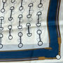 Navy Equestrian Chain Print Silky Scarf, thumbnail 1 of 4