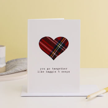 You Go Taegether Scottish Wedding Card With Real Tartan, 3 of 7